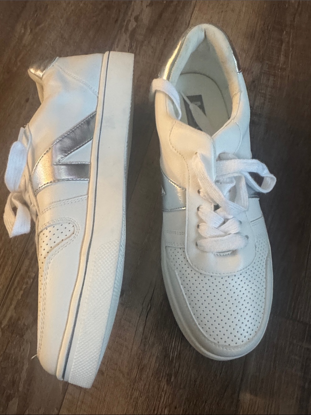 MIA White Sneakers with Silver Metallic Detail
